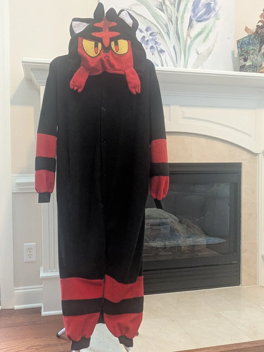 Kids or Small Adult Black and Red LITTEN Onesie Costume